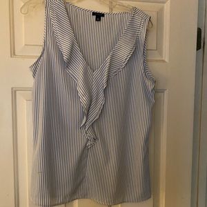 Ann Taylor polyester blue pin strip blouse.
